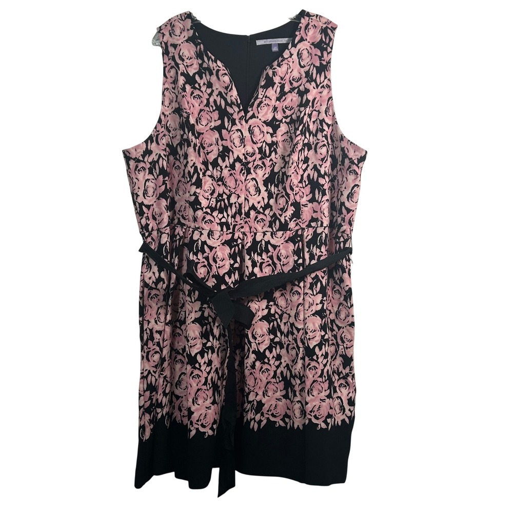 Luxe by Carmen Marc Valvo Pink Rose Floral Sleeveless V-Neck Dress Plus Size 20W
